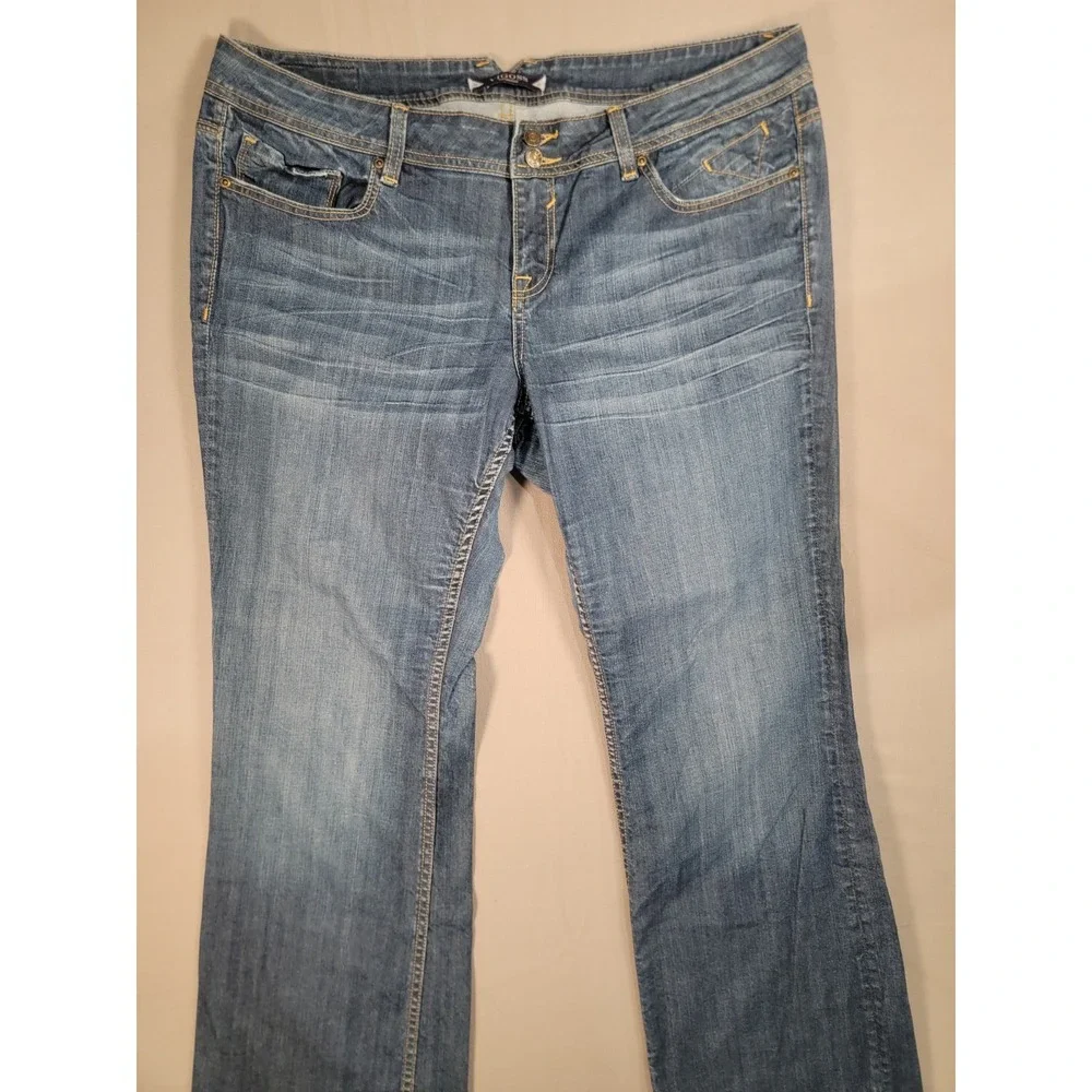 Vigoss Bootcut Jeans Womens 22 Medium Wash Flap Pocket Stretch Denim Blue